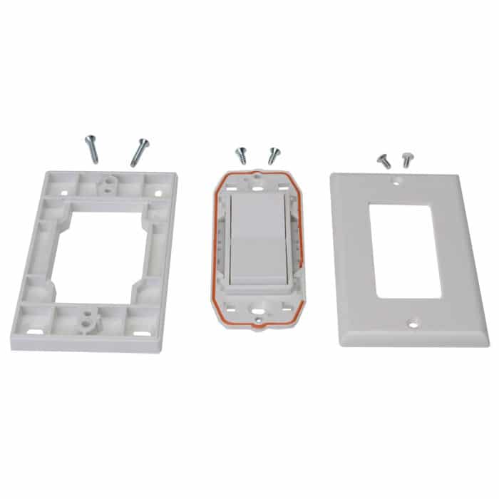 DEKOR® EZ Wireless Dimmer Switch components, ready for installation