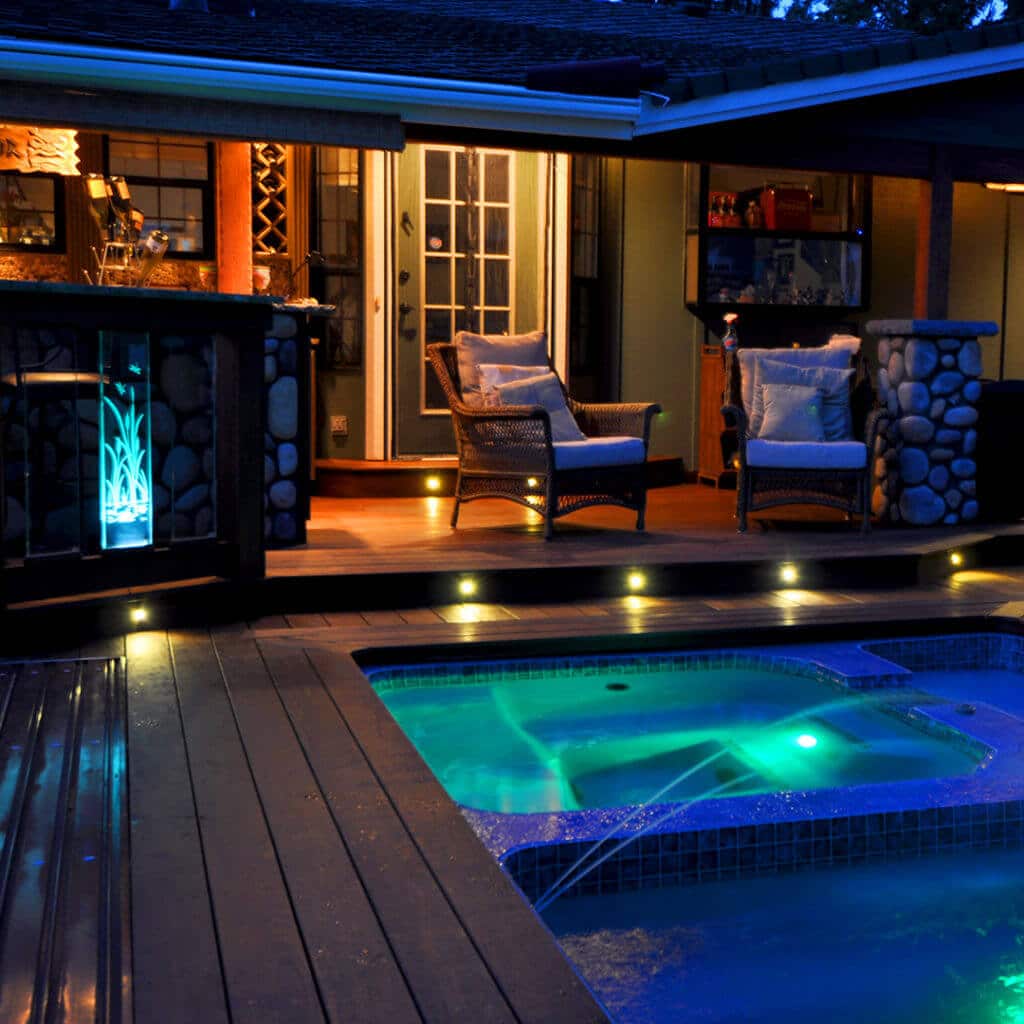 above ground pool deck lighting ideas